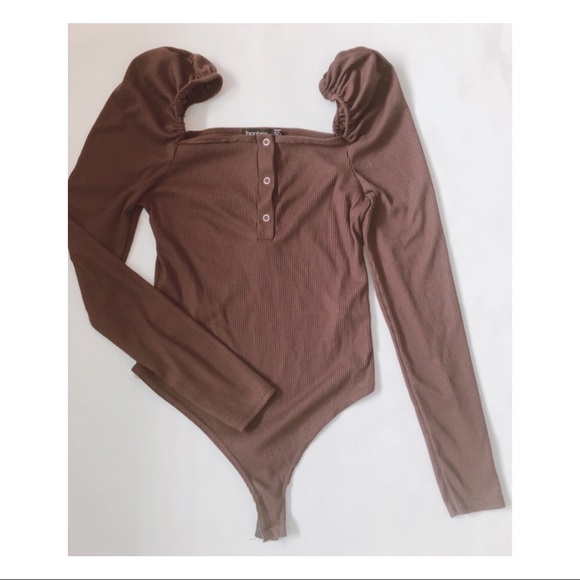 Boohoo Brown Long Sleeve Bodysuit - Picture 2 of 7
